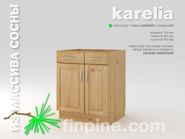 Кухонная тумба KARELIA-700 с выдвижными ящиками Кухонная тумба КАРЕЛИЯ с выдвижными ящиками / сосна, прозрачный лак, фасад - Кантри / L =  700 мм, B =  600 мм, H =  850 мм