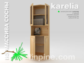 Книжный шкаф боковой для дома KARELIA-620 с нишей и со стеклянными дверцами (глубиной 300 мм) - karelia-hovel-glass-620-300-1930-slide-b.jpg