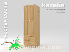 Шкаф платяной KARELIA-600 с ящиками (глубиной 600 мм) Шкаф платяной КАРЕЛИЯ с ящиками / сосна, прозрачный лак, фасад - Кантри / L =  600 мм, B =  600 мм, H = 1930 мм