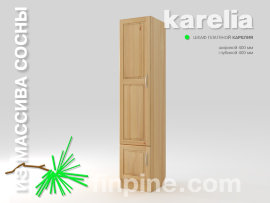 Шкаф платяной KARELIA-400 (глубиной 400 мм) Шкаф платяной КАРЕЛИЯ / сосна, прозрачный лак, фасад - Кантри / L =  400 мм, B =  400 мм, H = 1930 мм