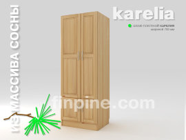 Шкаф платяной KARELIA-700 (глубиной 600 мм) Шкаф платяной КАРЕЛИЯ / сосна, прозрачный лак, фасад - Кантри / L =  700 мм, B =  600 мм, H = 1930 мм